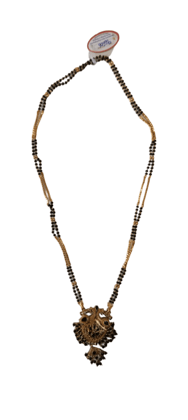oxidized gold plated traditional long haar necklace with pendant for women