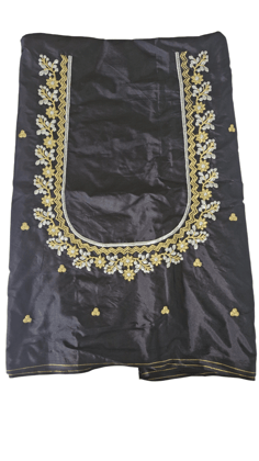 Black Silk Saree Blouse With Silver and Gold Embroidery