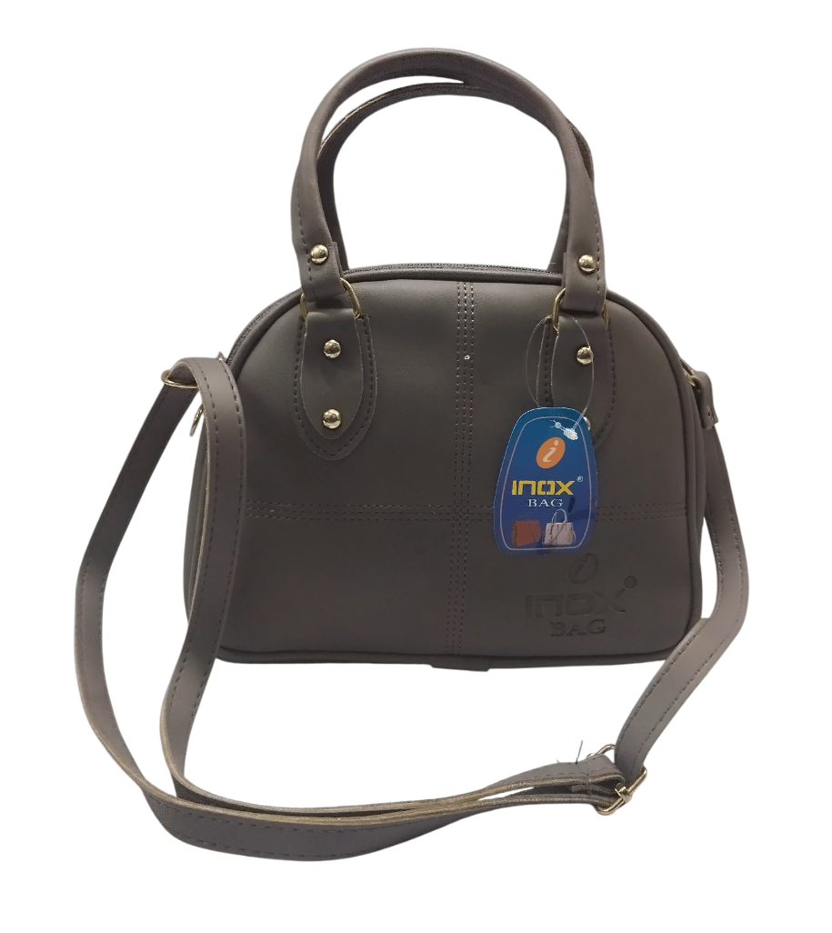Brown Textured Women's Handbag with Detachable Shoulder Strap