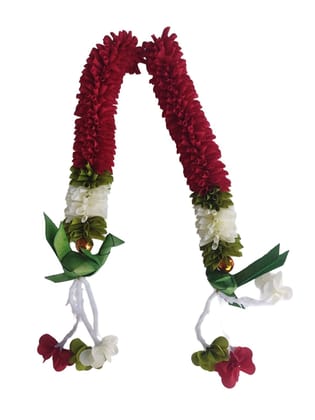 Artificial Garland Online - Red and White Flowers Mala for Wedding, Diwali, and Festive Decoration