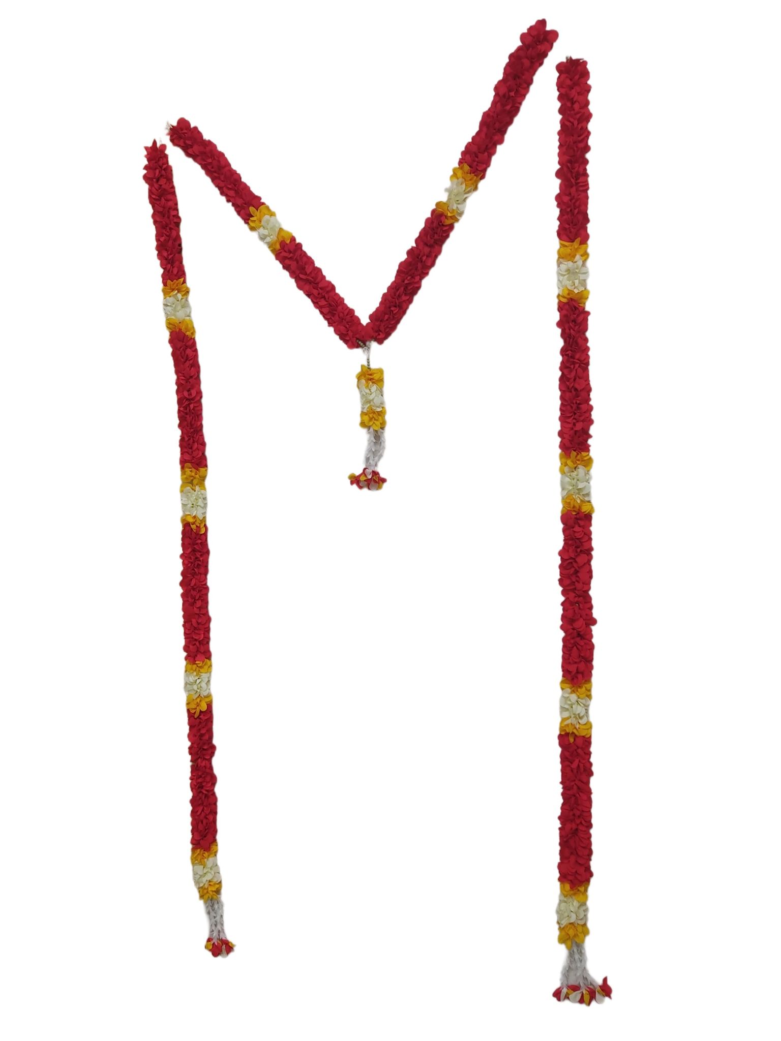 Red and Yellow Artificial Marigold Flower Garland for Indian Wedding Decorations