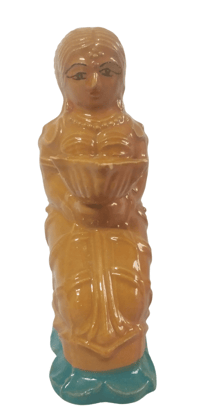 Handmade Indian Clay Statue of a Woman in Traditional Dress