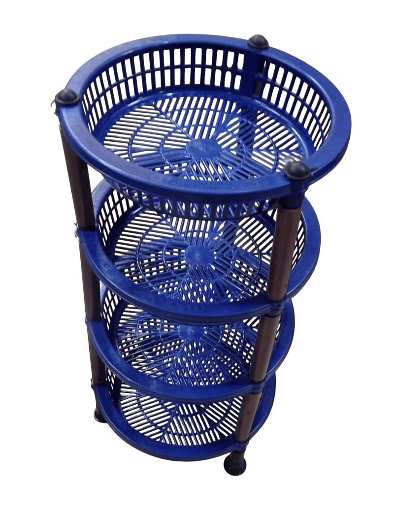 Blue 4-Tier Round Vegetable and Fruit Basket