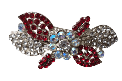 Red and White Rhinestone Hair Clip Red and White Rhinestone Hair Clip