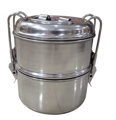 Stainless Steel Lunch Box with 2 Containers and Carrying Handle