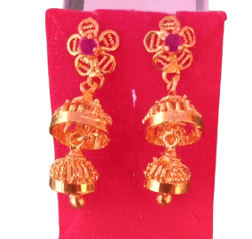 One Gram Gold Plated Traditional Indian Jhumka Earrings For Women