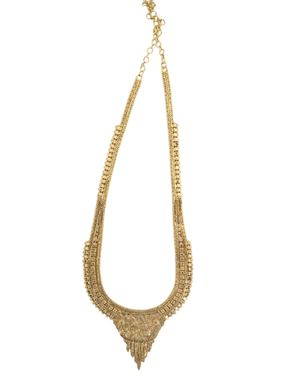 Indian Traditional Gold Plated Temple Haram Necklace Set With Earrings For Women