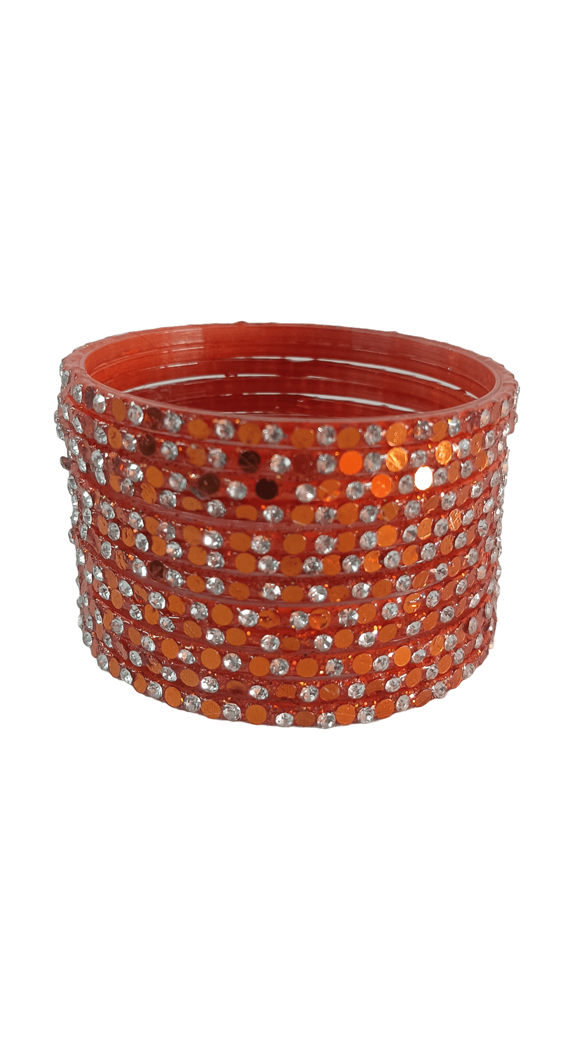 Orange and White Rhinestone Bangle Set for Women and Girls