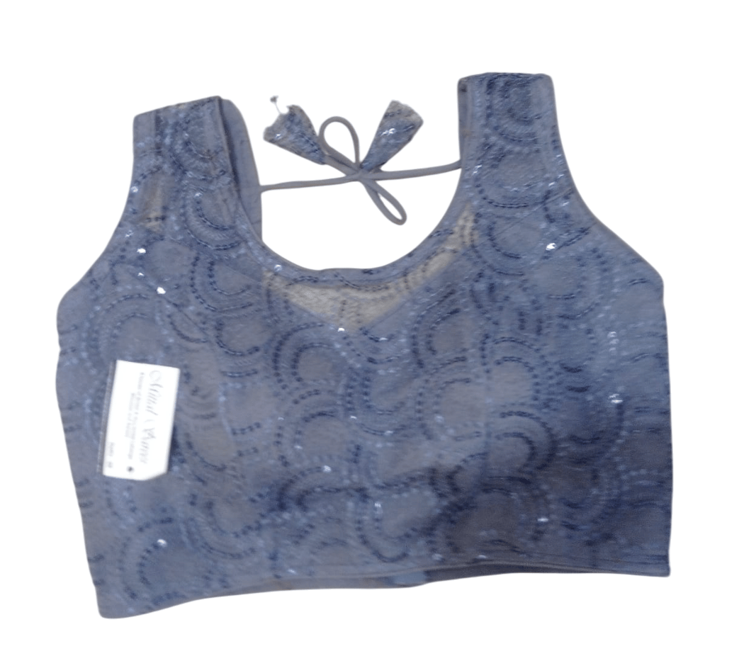 Buy Online Grey Georgette Embroidery Work Blouse For Women at Lowest Price