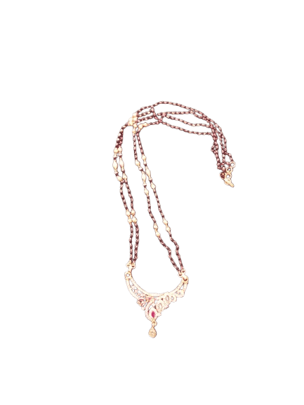 One Gram Gold Plated Short Black Beads Mungalsutra with Beautiful Stone work pendant