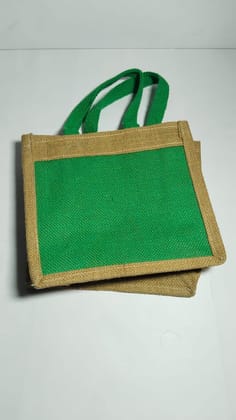 Green Burlap Tote Bag with Brown Trim Green Burlap Tote Bag with Brown Trim