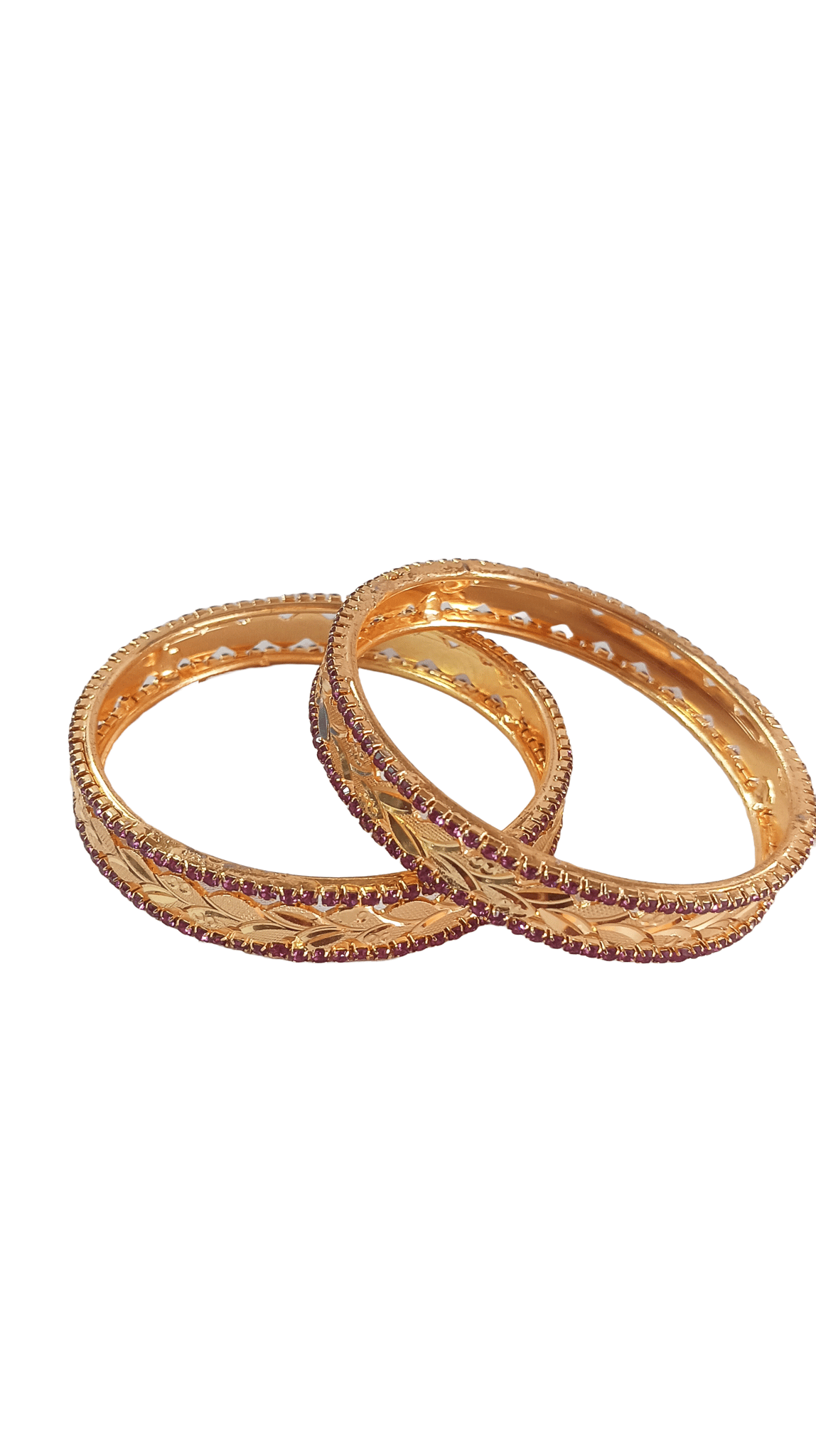 Gold Plated Pink Stone Studded Bangle Set for Women