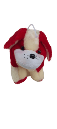 Red and White Bulldog Stuffed Animal - 8 Inches