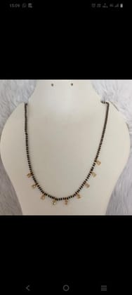 Black Beads Mangalsutra with Gold Plated Tear Drop Pendants