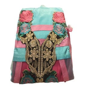 Buy Blue Pink Georgette Embroidered Work Kurti With Palazzo & Dupatta Set For Women