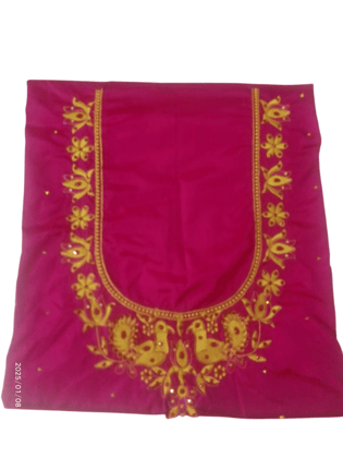 Blouse with intricate zari and stone embroidery work in rani pink color