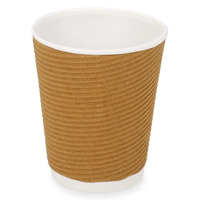 kraft paper ripple wall disposable coffee cups with white interior Pack of 50