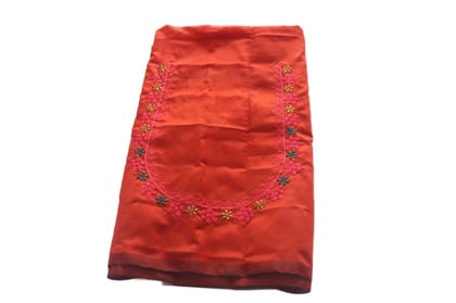 Orange Embroidered Blouse Neck Design with Floral Motifs Orange Embroidered Blouse Neck Design with Floral Motifs