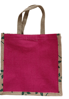 Small Burlap Gift Bag with Green Leaf Print Small Burlap Gift Bag with Green Leaf Print