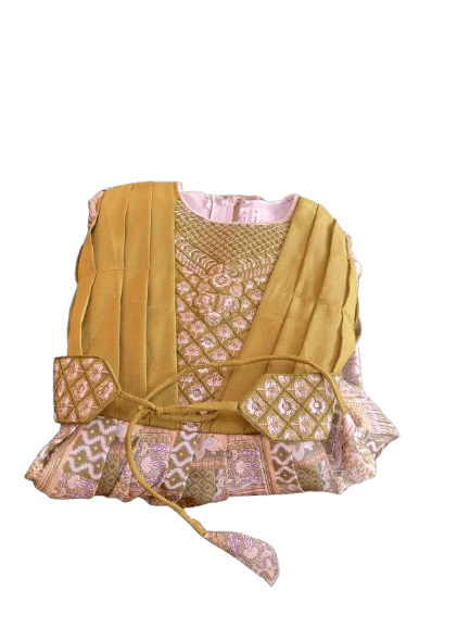 Girls' Embroidered A-Line Dress with Sash
