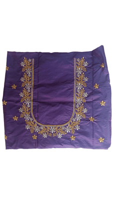 Blouse with Floral Embroidery in Purple
