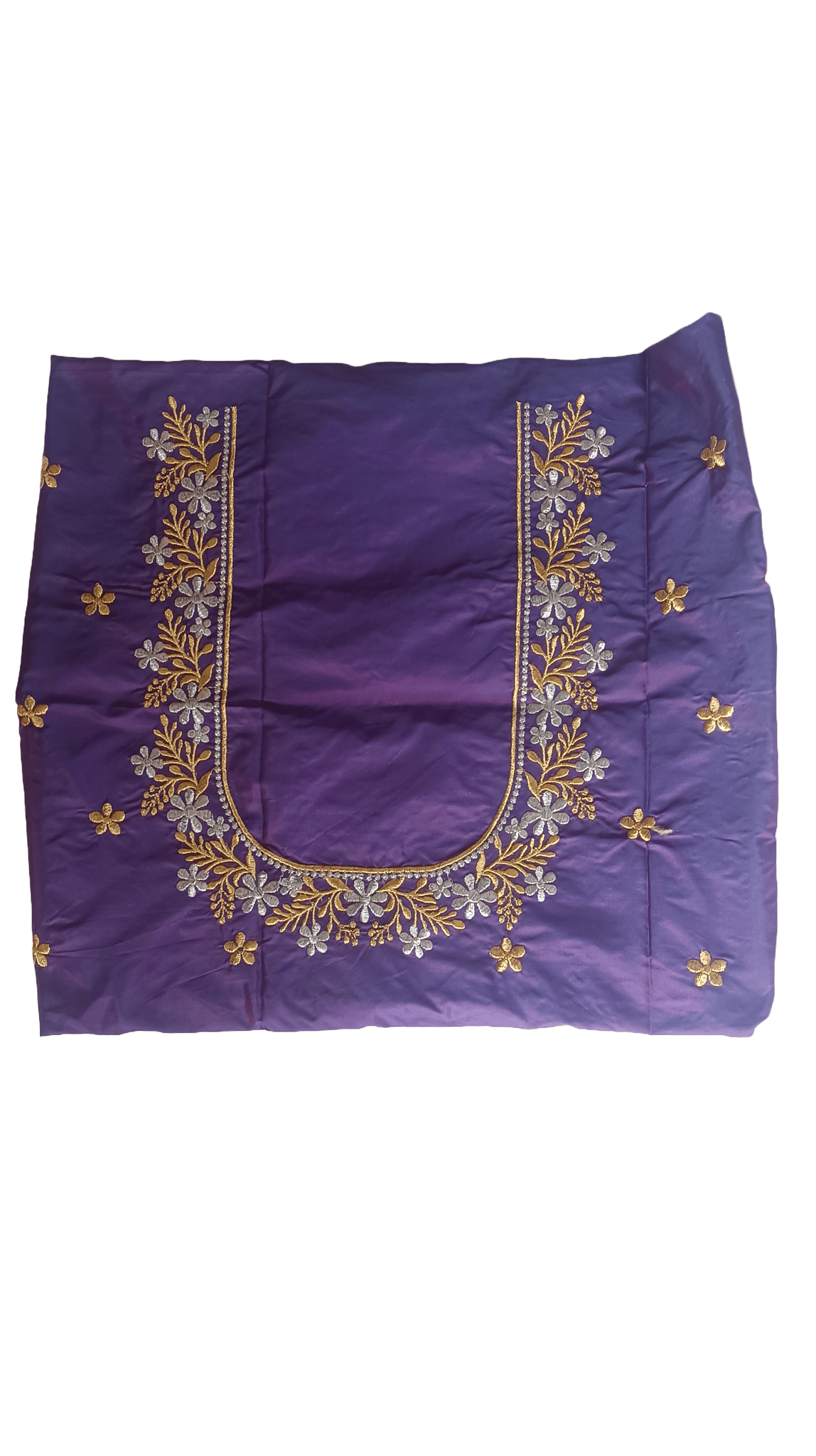 Blouse with Floral Embroidery in Purple