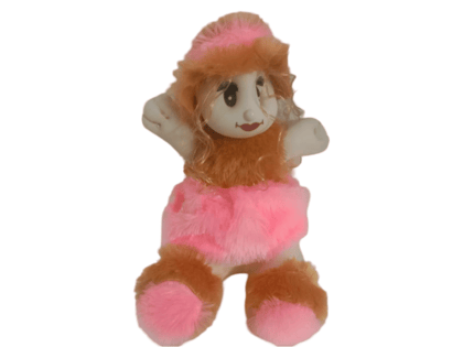 Cute and Cuddly 8-inch Plush Doll with Brown Hair and Pink Dress