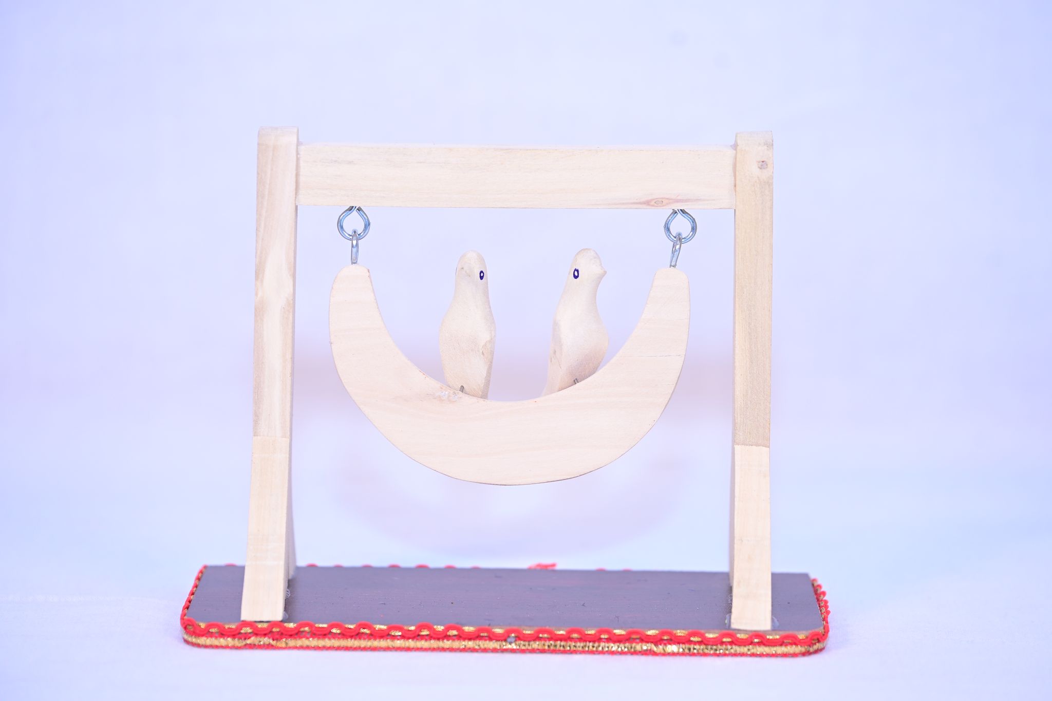 Wooden Love Birds on a Swing