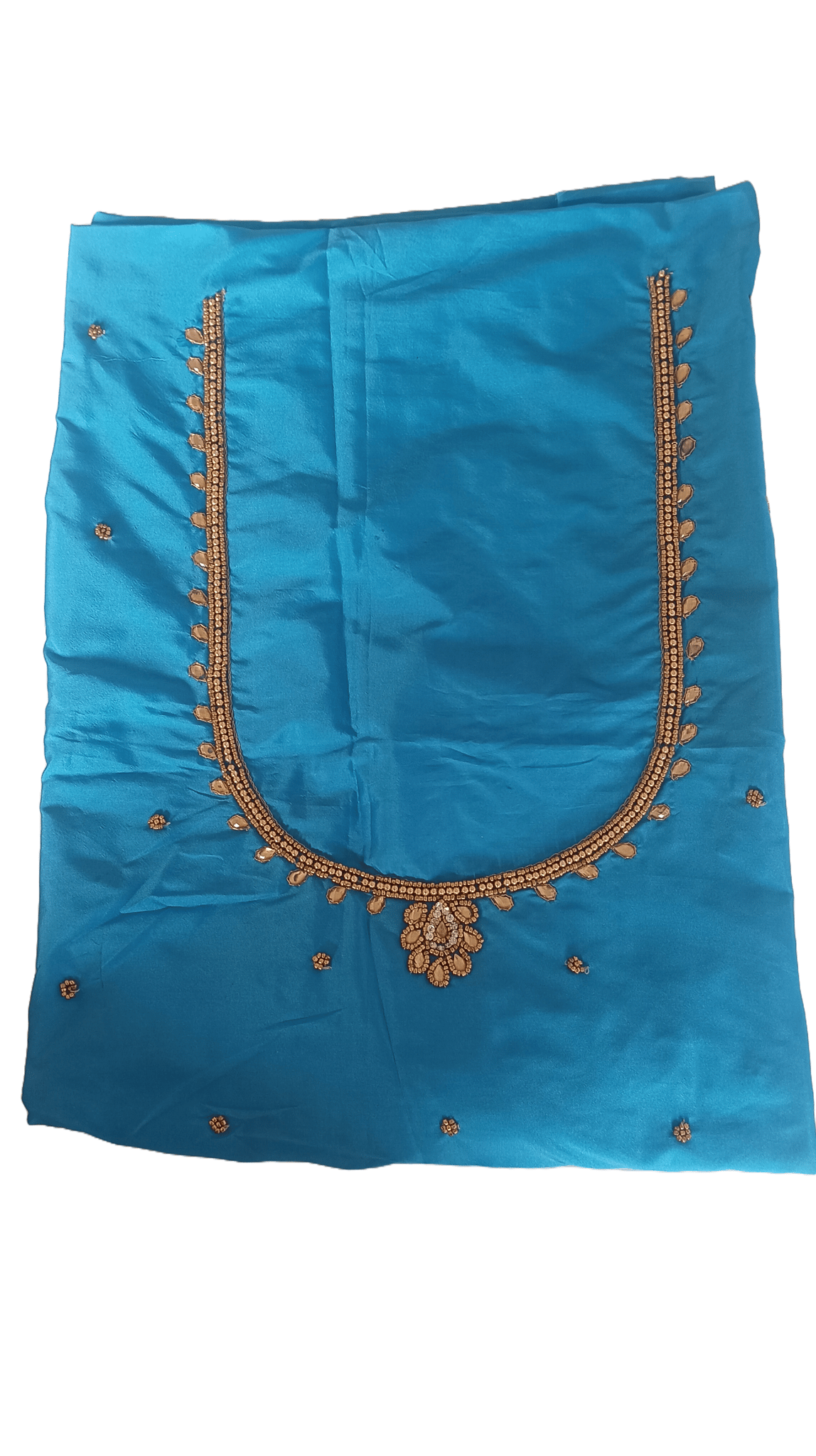 Blue blouse with intricate zari and stone embroidery work