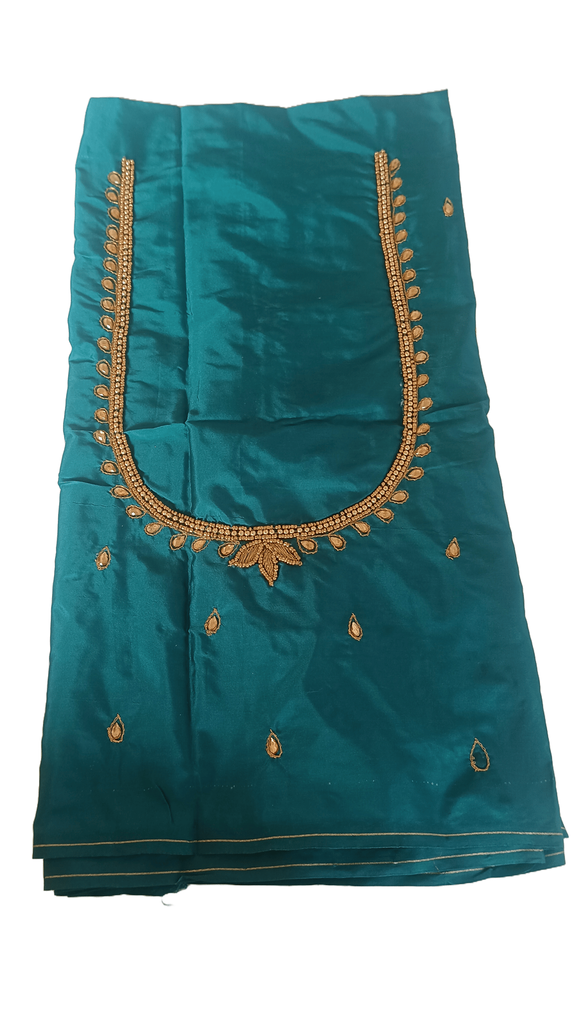 Green blouse with intricate zari and stone embroidery