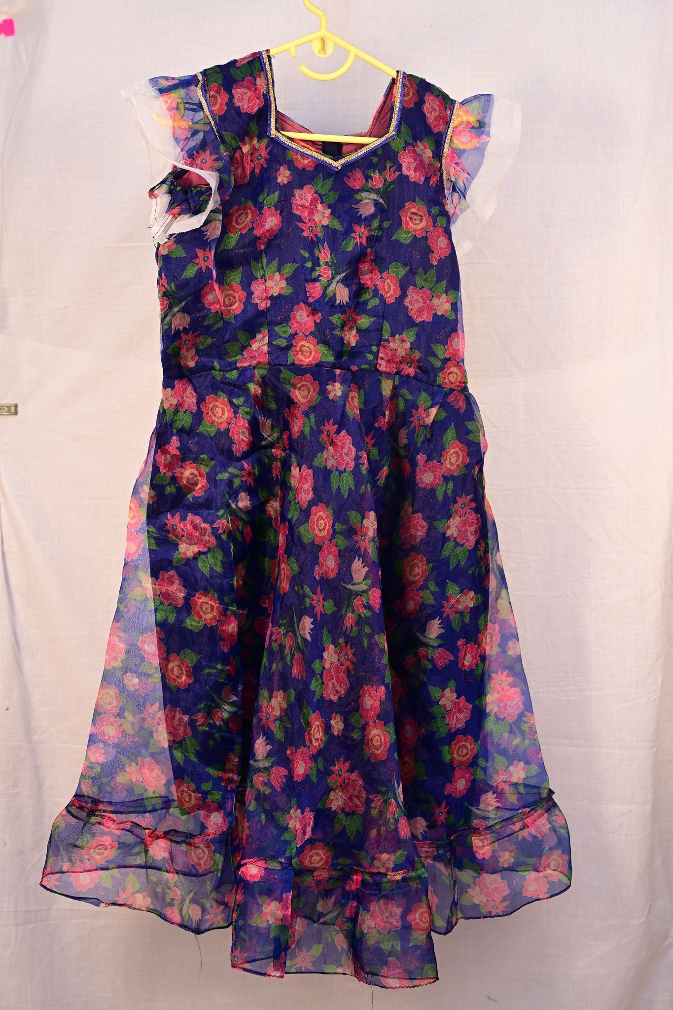 Buy Blue Floral Print Net Anarkali Kurta