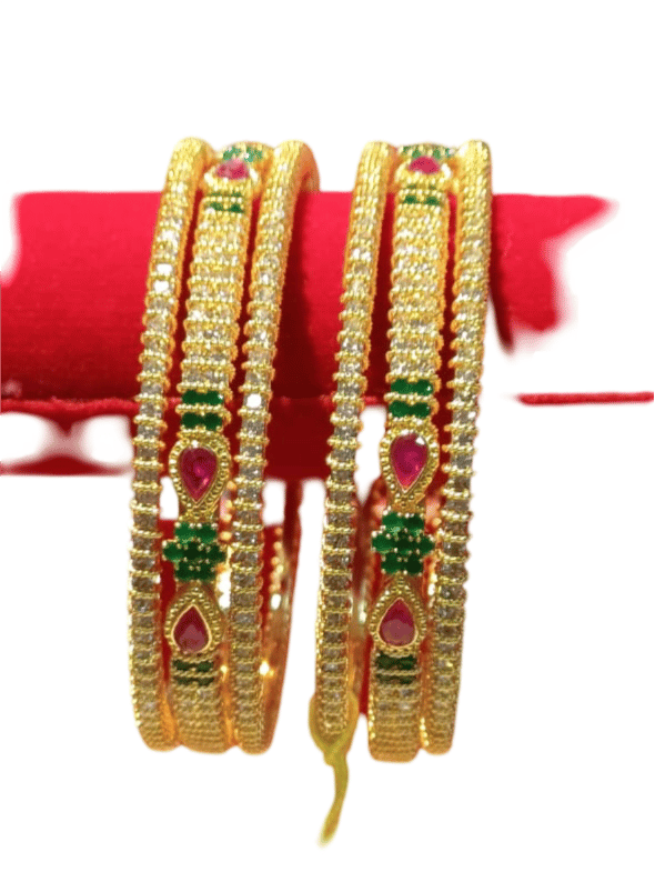 Gold Plated Kundan and Meenakari Bangles Set of 4 for Women