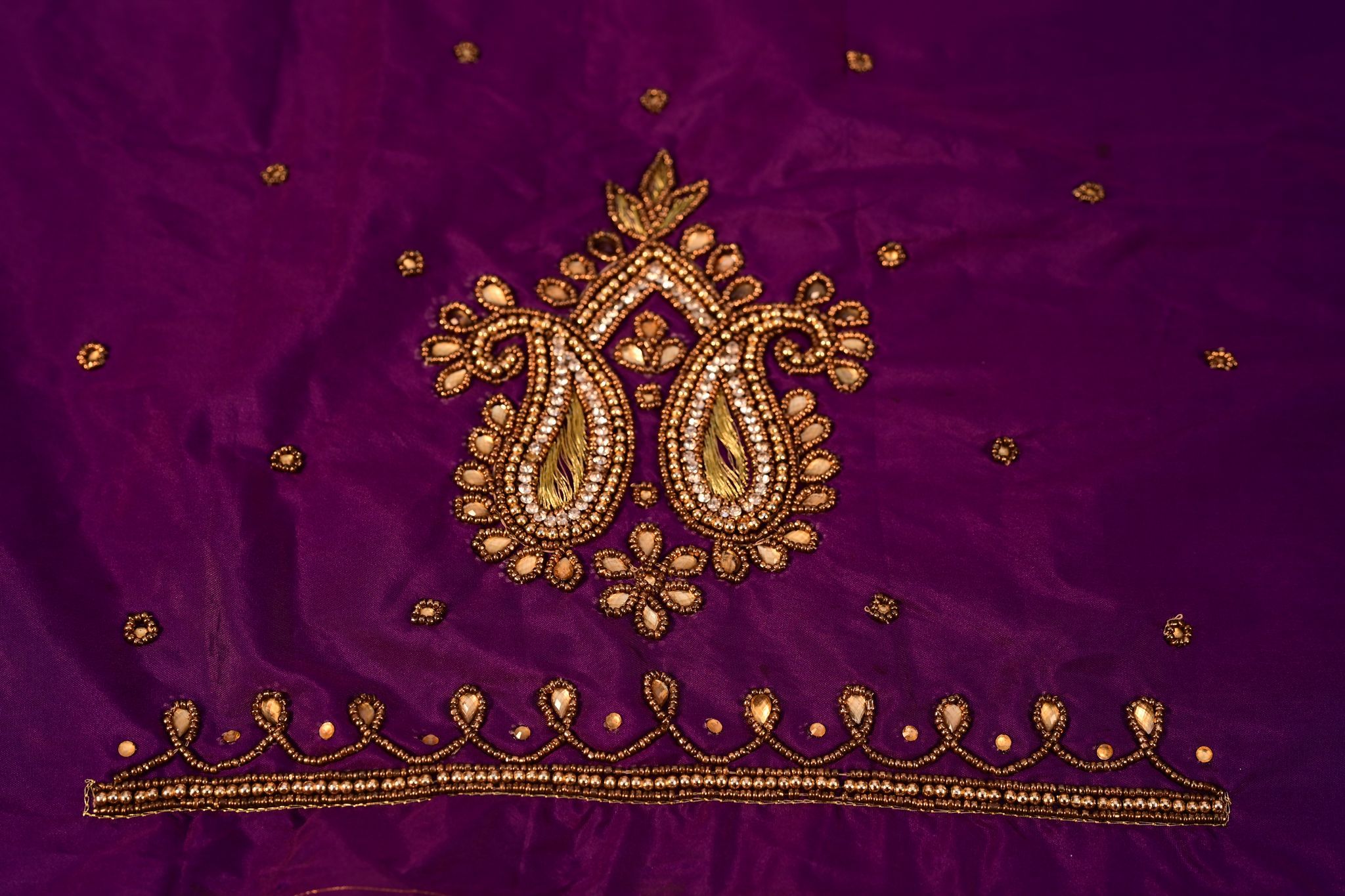 Embroidered Saree Blouse With Zari And Stone Work
