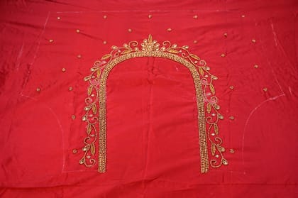 Red and gold hand embroidered blouse