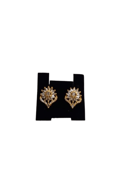 One Gram Gold Cubic Zirconia Flower Stud Earrings