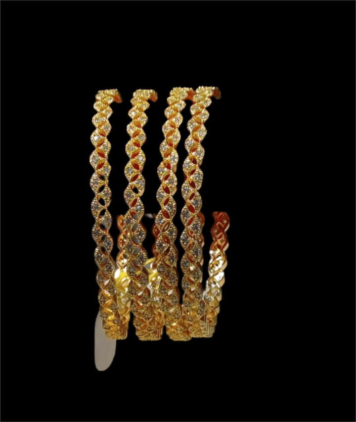 Gold Plated Kundan Bangles Set of 4 for Women and Girls