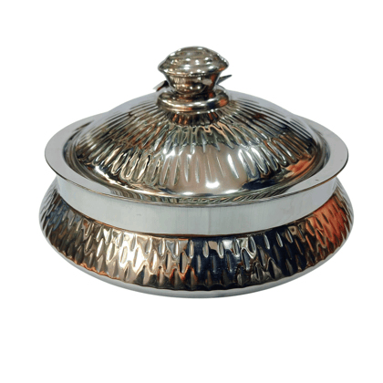 Stainless Steel Round Serving Bowl with Lid - 12 Inches