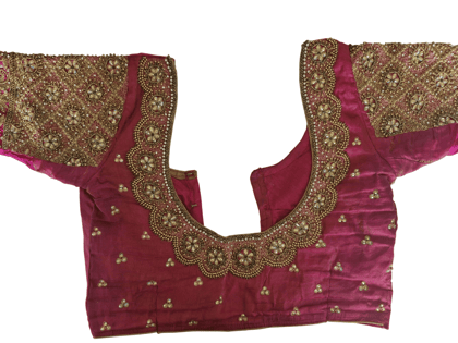 Indian Traditional Embroidery Work Blouse Design for Women - Pink