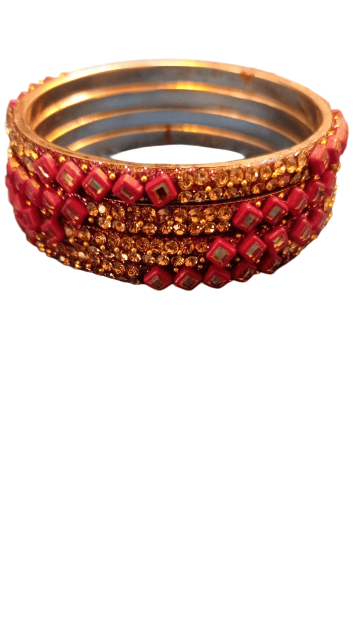 Indian Traditional Bangle Set for Women - Set of 4 - Pink