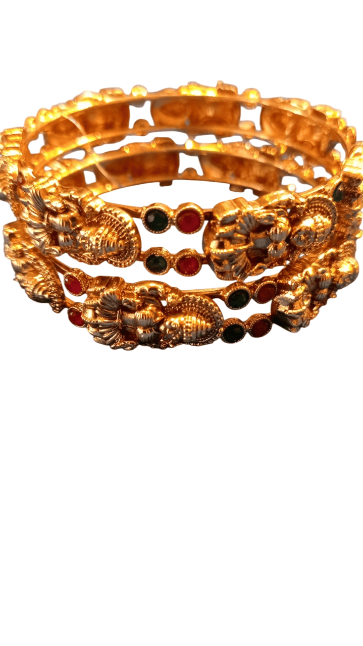 Gold Plated Traditional Indian Bangle Set for Women and Girls
