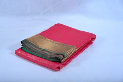 Green and Pink Embroidered Silk Saree