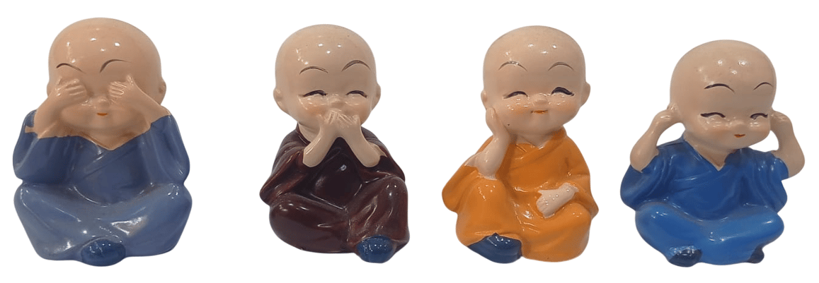 Set of 4 Wise Monk Figurines | Home Decor | Collectible Miniatures