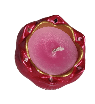 Handmade Soy Wax Tealight Candle in Red Clay Holder