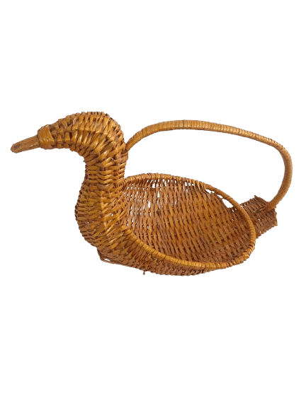 Handwoven Duck Shaped Basket with Carrying Handle for Storage and Home Decor
