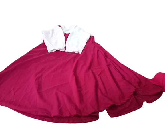 Red and White Long Sleeve Dress