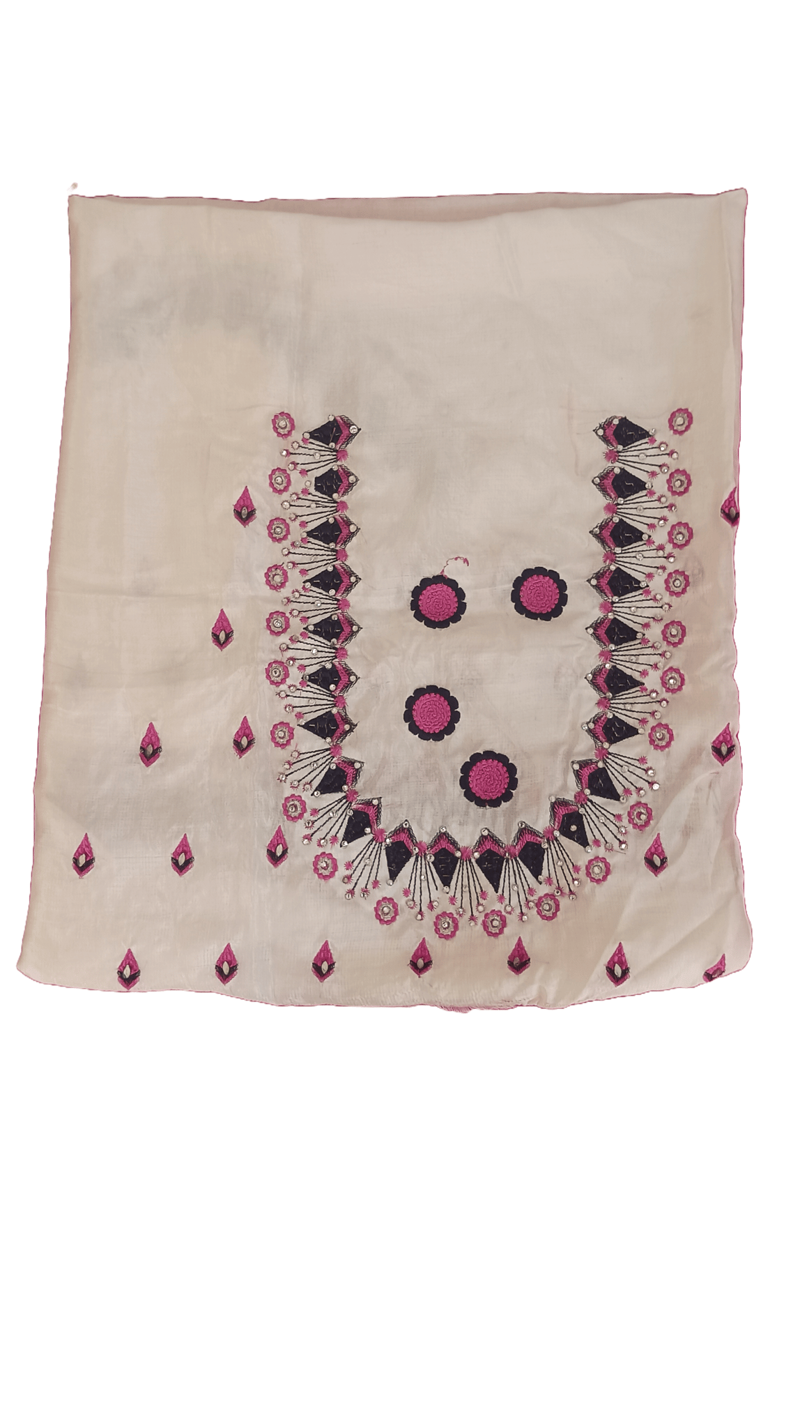 Exquisite Hand Embroidered Cream Georgette Blouse Piece With Zari, Beads and Thread Work - Perfect for Special Occasions