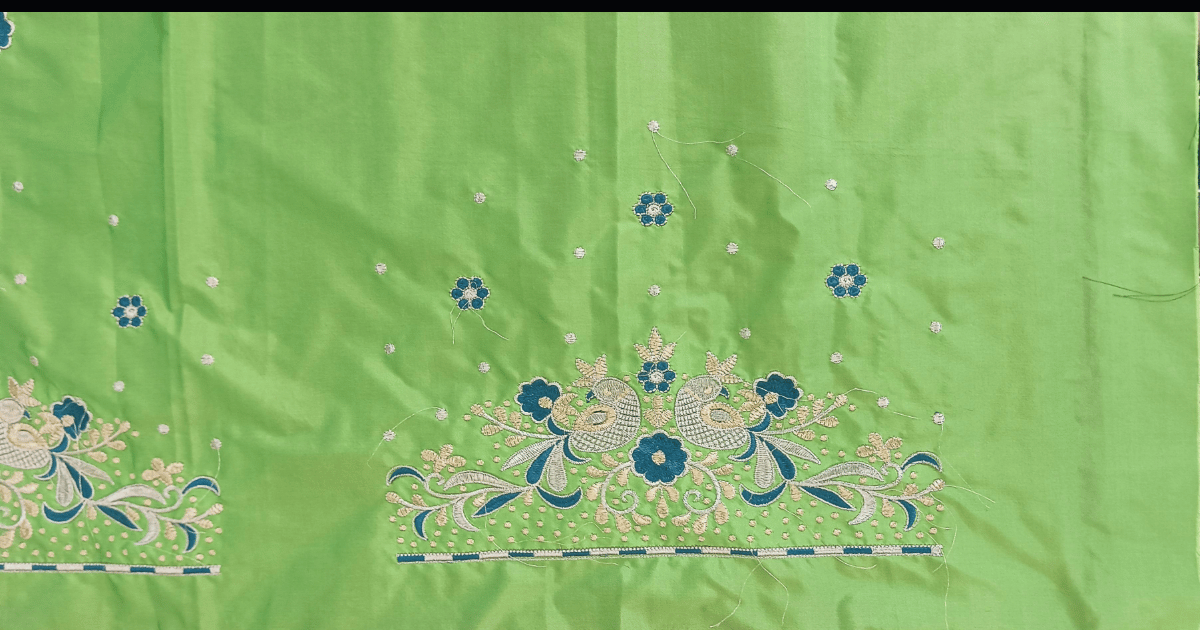 Green Blouse Pieces with Floral Embroidery