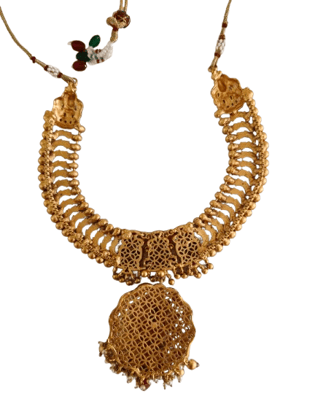 oxidized finish gold plated traditional temple pendant necklace set with ruby stones and pearls oxidized finish gold plated traditional temple pendant necklace set with ruby stones and pearls