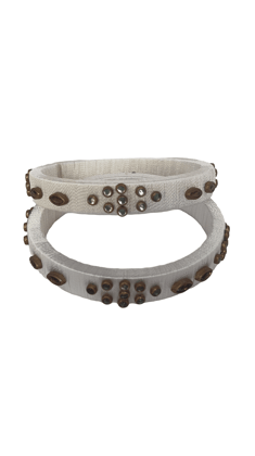 White Silk Thread Bangle with Stone Work