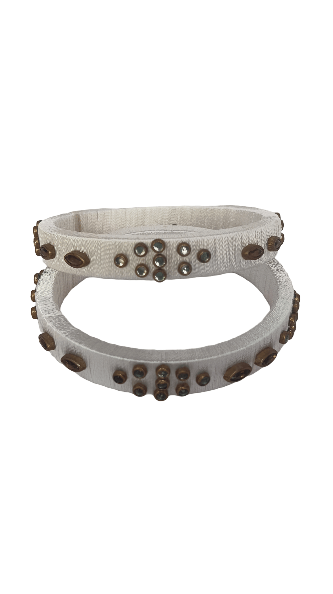 White Silk Thread Bangle with Stone Work